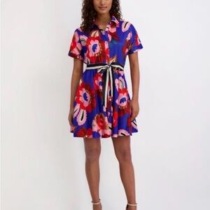 Kensie Blue and Red Floral Mini Dress